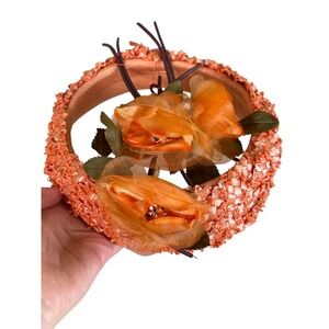 Vintage Peachy Orange Hat | 1960s Floral Fashion Accessory
